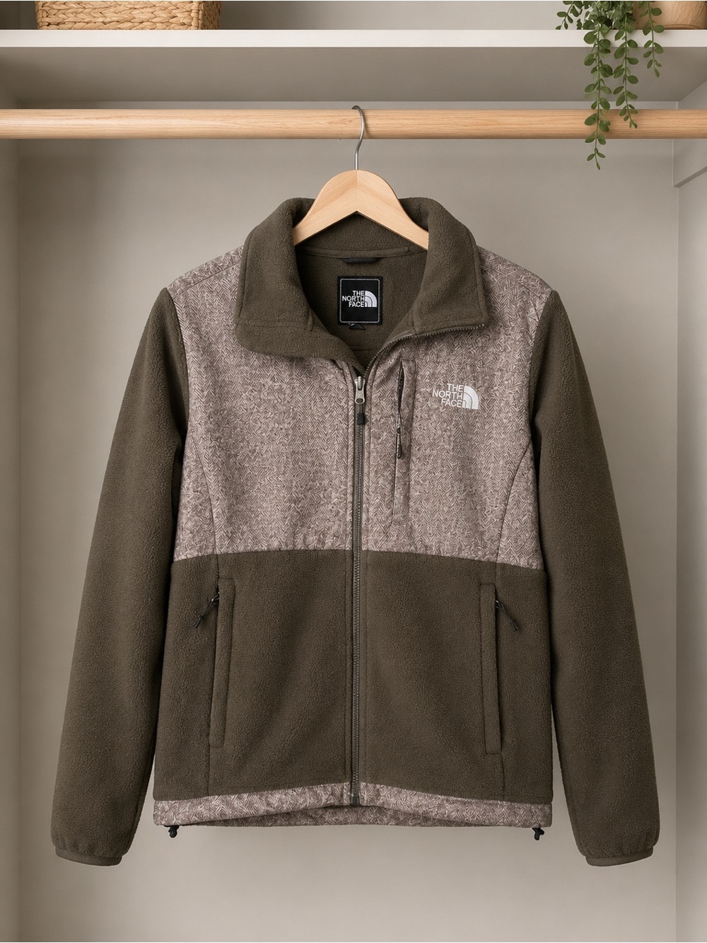 The North Face Polartec Recycled Fleece Jacket Brown Taupe M